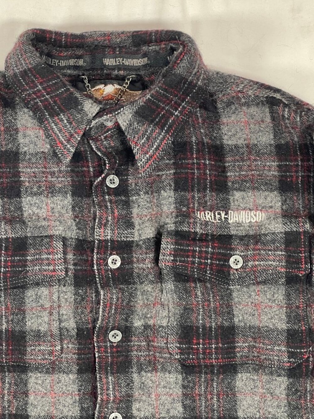 Harley-Davidson Wool Blend Men’s M Long Sleeve Plaid Button Front Shirt